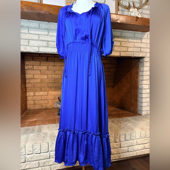 Umgee Dresses & Skirts - Umgee Romantic Royal Blue Smocked Waist Maxi Dress Size Medium